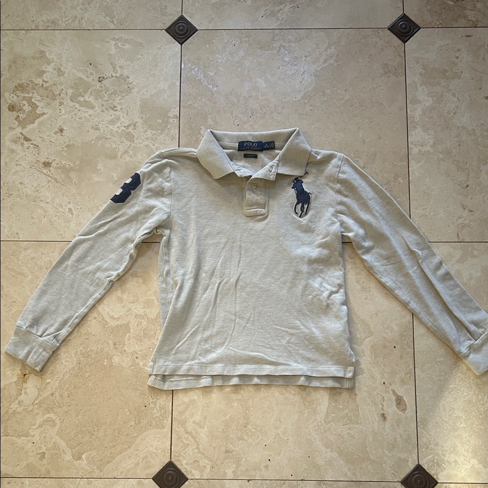 Polo by Ralph Lauren Gray Kids Long Sleeve Polo
